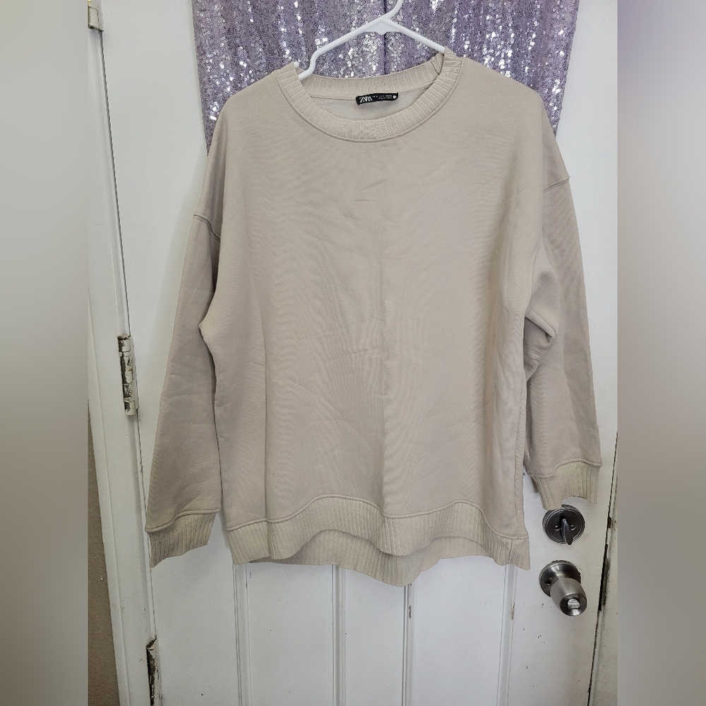 Sara Cream Crewneck Sweater Lightweight Knit